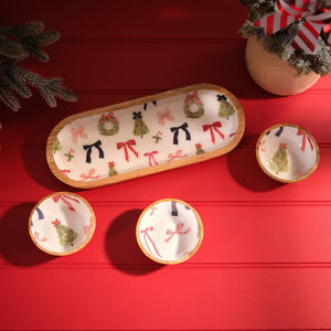 R13 MERRY LITTLE BOWS MANGO WOOD AND ENAMEL SNACK 8XB105