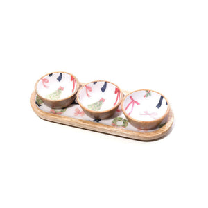 R13 MERRY LITTLE BOWS MANGO WOOD AND ENAMEL SNACK 8XB105