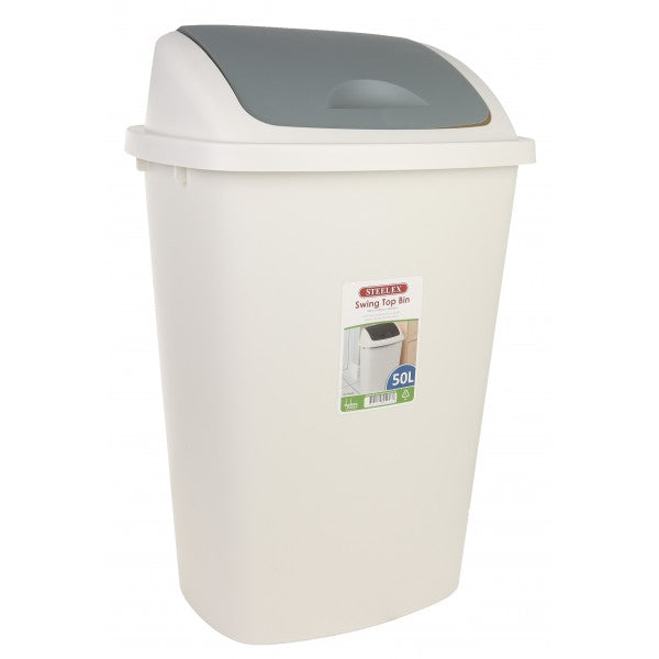 50L Cream Waste Bin with Swing Lid – Steelex