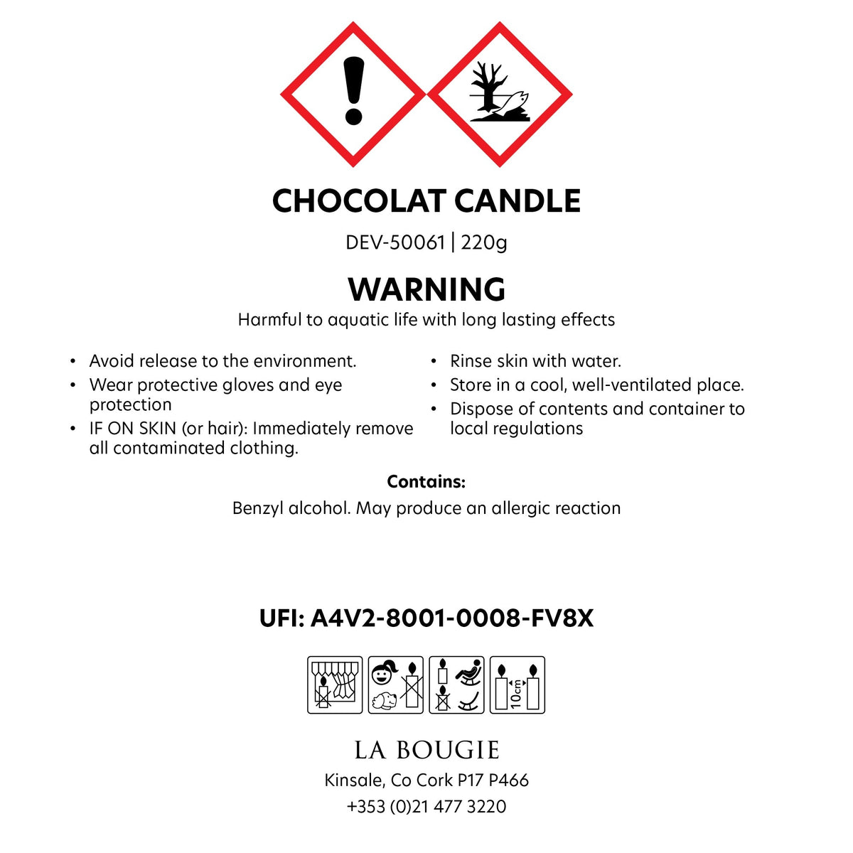 La Bougie Chocolat Candle 220g - POT POURRI/AROMATHERAPY/OILS/DIFFUSER - Beattys of Loughrea