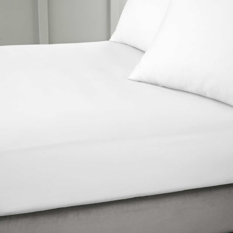 400 Thread Count Cotton Sateen White Fitted Sheet - King - SHEETS/VALANCE/MATTRESS COVER - Beattys of Loughrea
