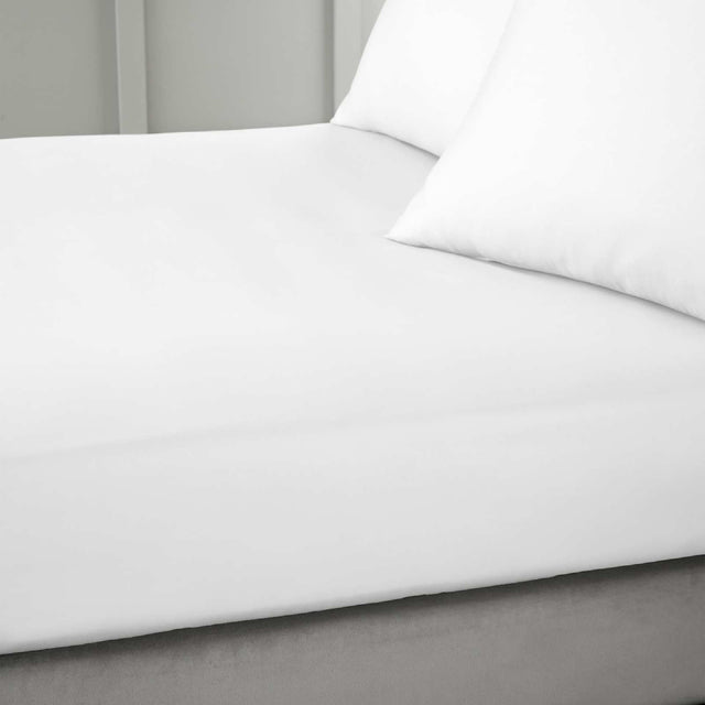400 Thread Count Cotton Sateen White Fitted Sheet - King