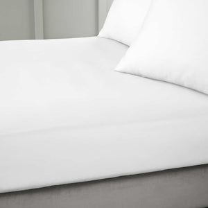 400 Thread Count Cotton Sateen White Fitted Sheet - Super King