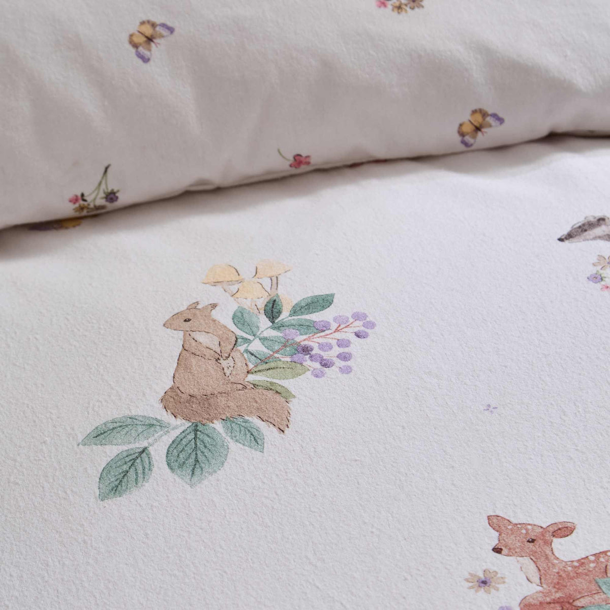 Brushed Forest Friends Cream Duvet Cover Set - Double