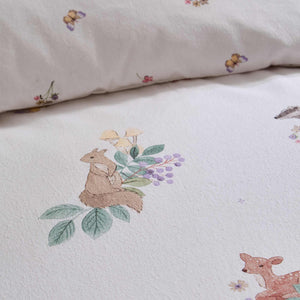 Brushed Forest Friends Cream Duvet Cover Set - Double