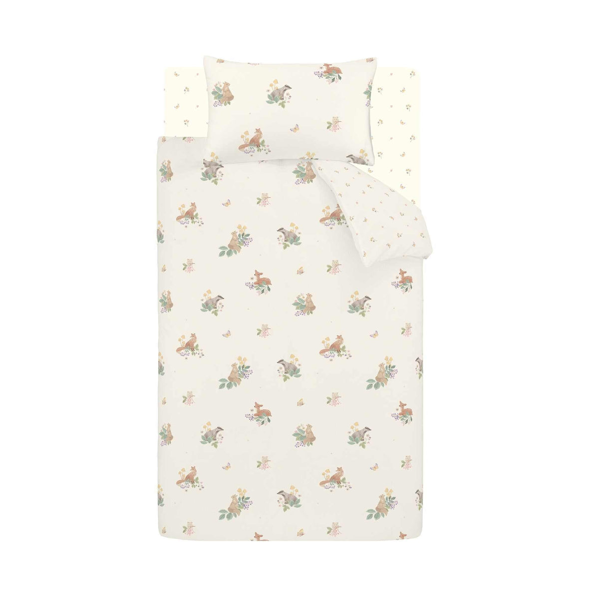 Brushed Forest Friends Cream Duvet Cover Set - Double