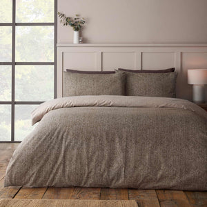 Brushed Herringbone Chocolate Duvet Cover Set - King