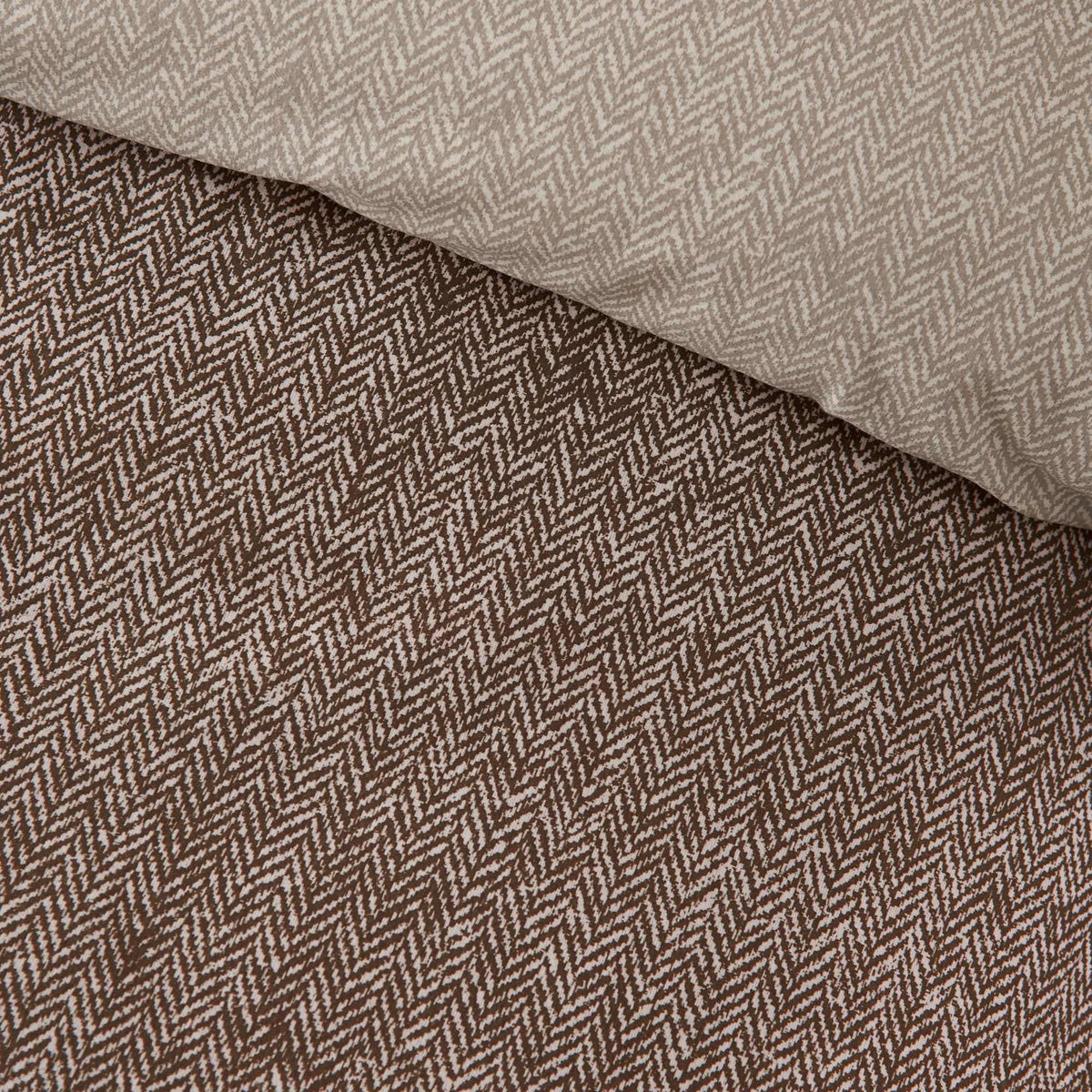 Brushed Herringbone Chocolate Duvet Cover Set - King