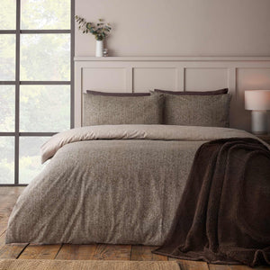 Brushed Herringbone Chocolate Duvet Cover Set - King
