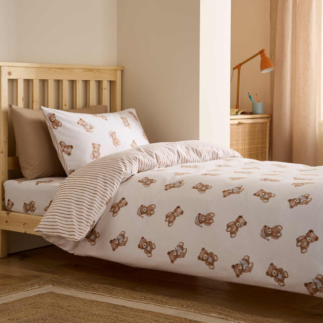 Brushed Teddy Bear Cream Duvet Cover Set - Double