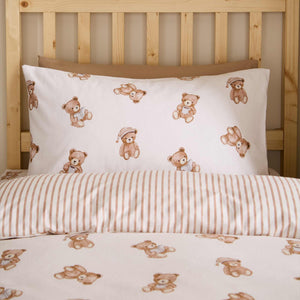 Brushed Teddy Bear Cream Duvet Cover Set - Double