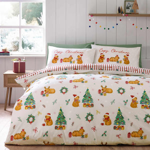 Capy Christmas Cream Duvet Cover Set - Double