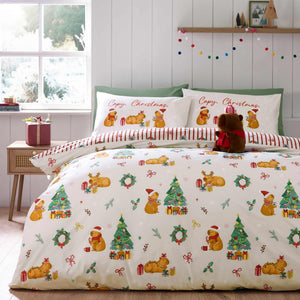 Capy Christmas Cream Duvet Cover Set - Double