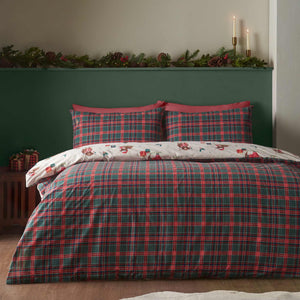 Christmas Highland Cow Natural Duvet Cover Set - Double