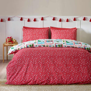 Christmas Town Natural Duvet Cover Set - Double