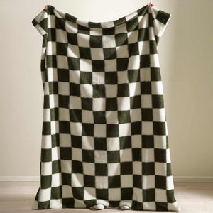 Cosy Soft Checkerboard Green Throw