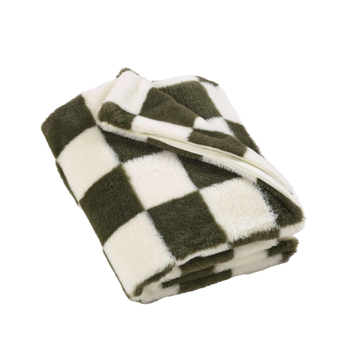 Cosy Soft Checkerboard Green Throw