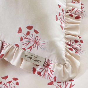 Hand Gathered Posy Cream / Red Duvet Cover Set - Super King