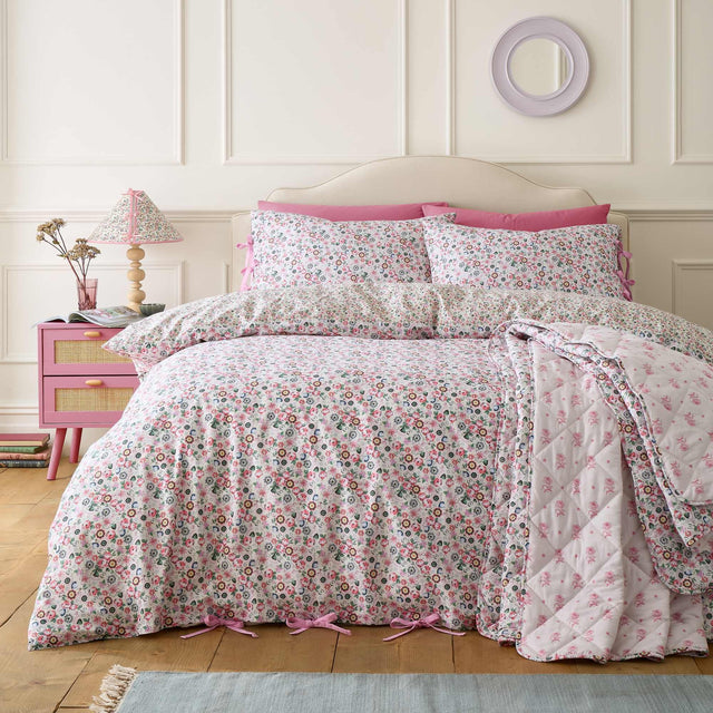 Pearly Queen Ditsy Pink Duvet Cover Set - Super King