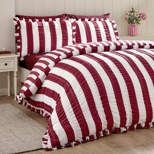 Seersucker Frill Stripe Plum Duvet Cover Set - King