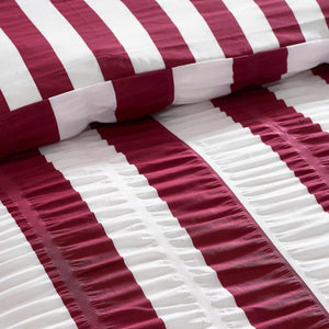 Seersucker Frill Stripe Plum Duvet Cover Set - King