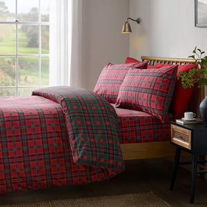 Tartan Check Red / Green Duvet Cover Set - Double