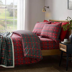 Tartan Check Red / Green Duvet Cover Set - Double