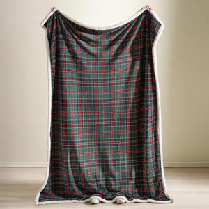 Tartan Sherpa Check Green Throw