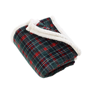 Tartan Sherpa Check Green Throw