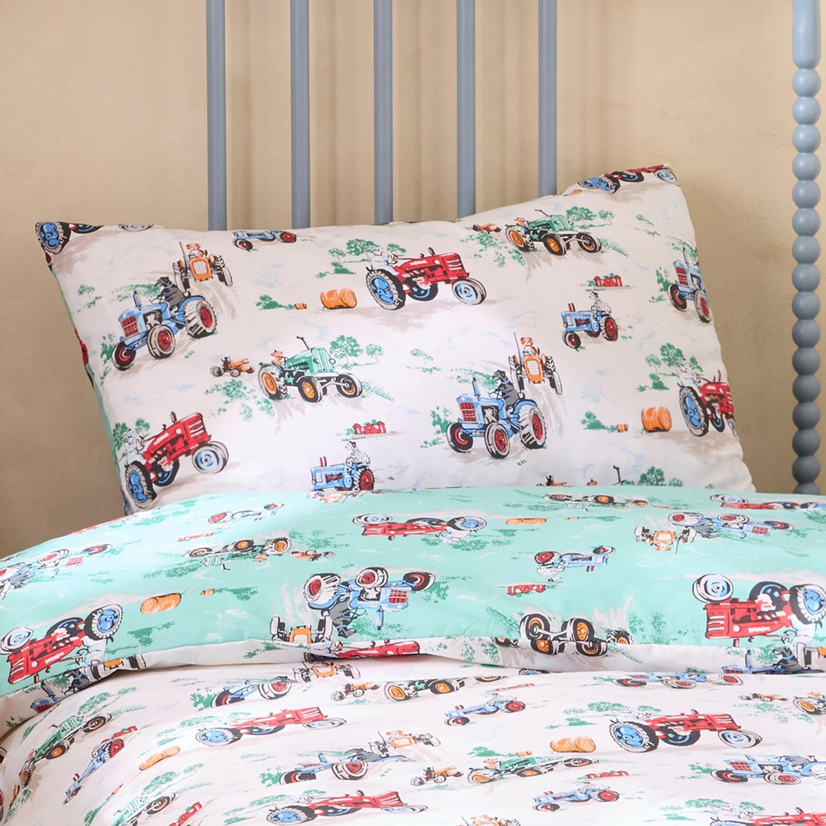 Vintage Tractors Cream Duvet Cover Set - Single