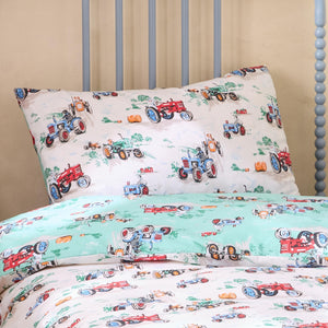 Vintage Tractors Cream Duvet Cover Set - Single