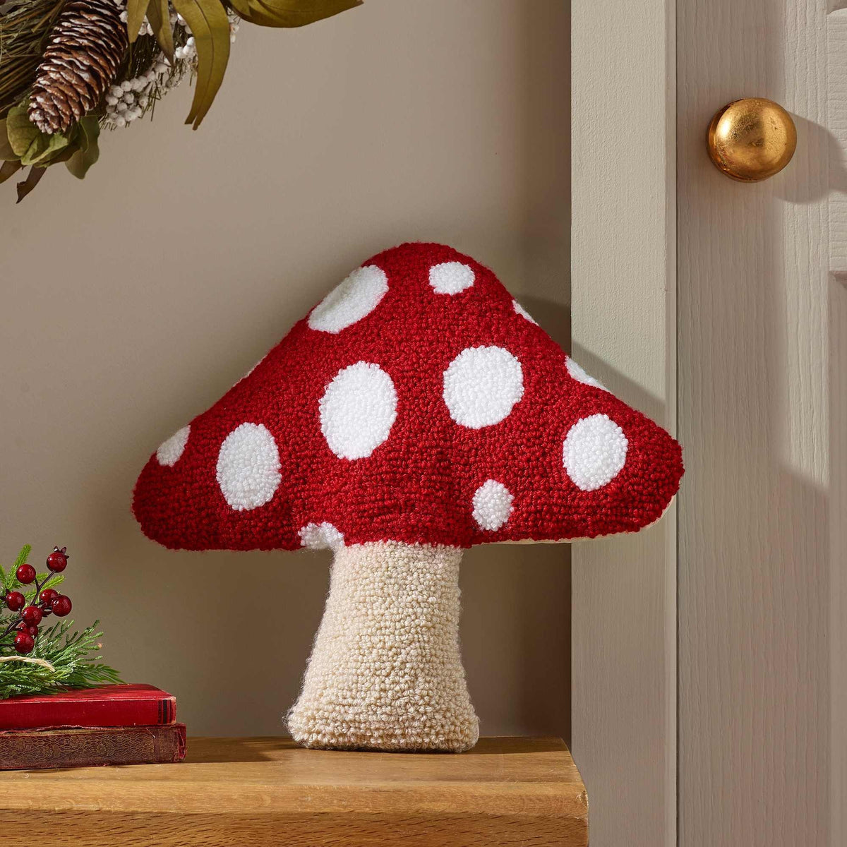 Woodland Crochet Red 3D Filled Cushion