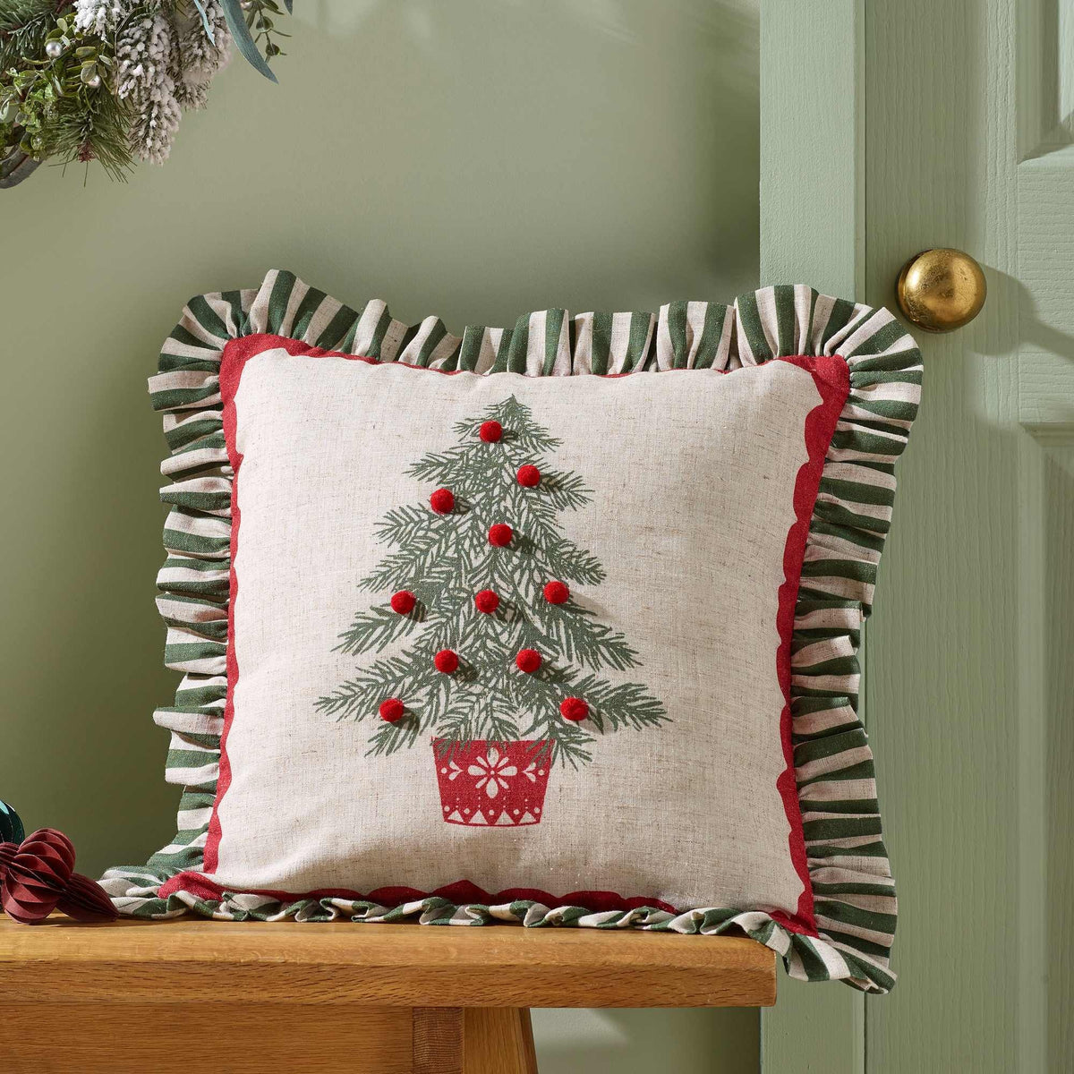 Christmas Tree Green Filled Cushion - 45 x 45cm