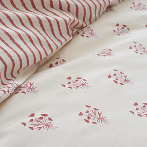 Hand Gathered Posy Cream / Red Duvet Cover Set - King