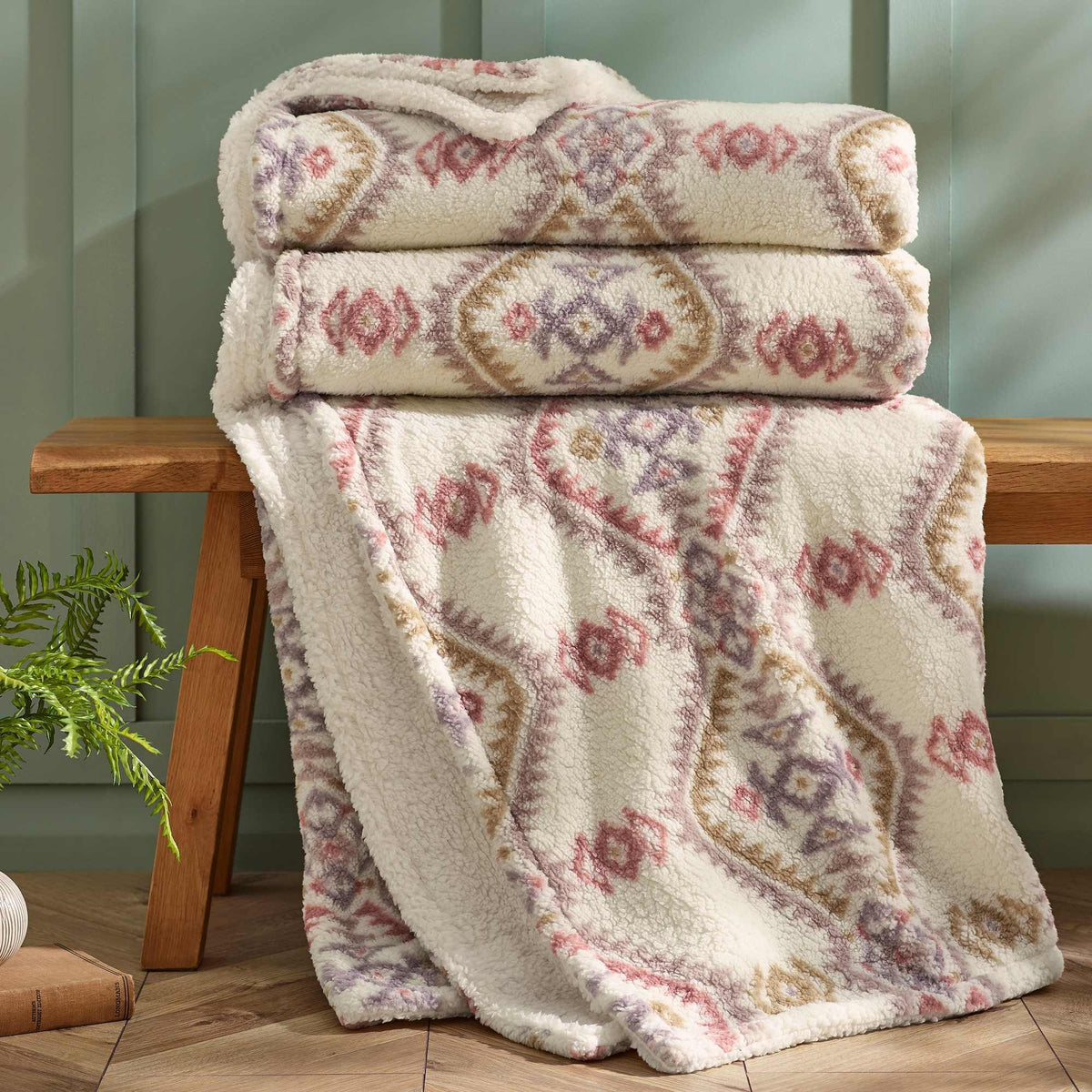 Navajo Fleece Natural Throw