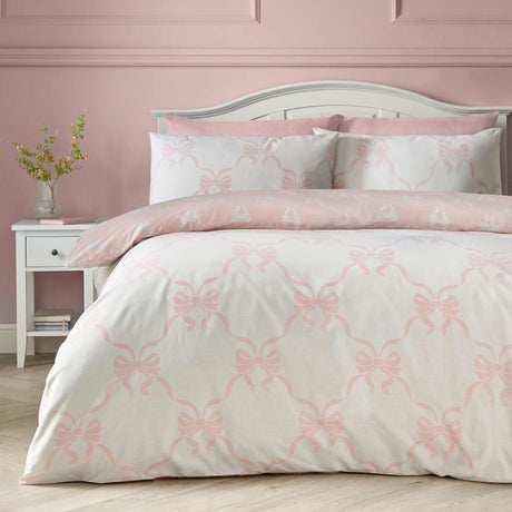 Pretty Bows Pink Duvet Cover Set - Double - DUVET COVERS - Beattys of Loughrea