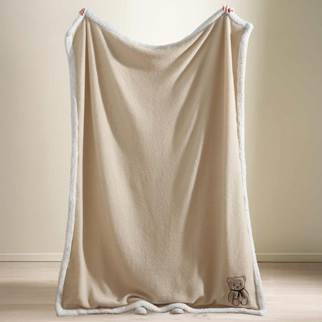 Sherpa Teddy Bear Natural Throw - THROWS/BLANKETS - Beattys of Loughrea