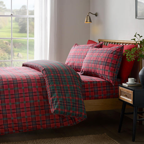 Tartan Check Red / Green Duvet Cover Set - King - DUVET COVERS - Beattys of Loughrea