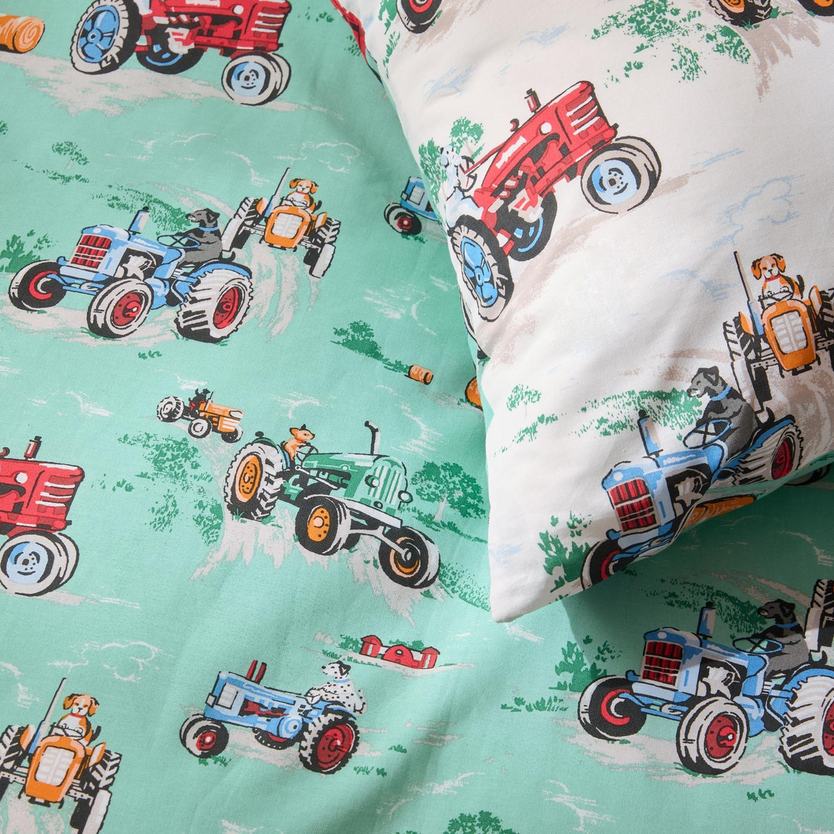 Vintage Tractors Cream Duvet Cover Set - Double