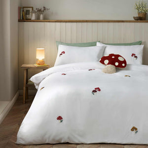 Woodland Crochet White Duvet Cover Set - Double