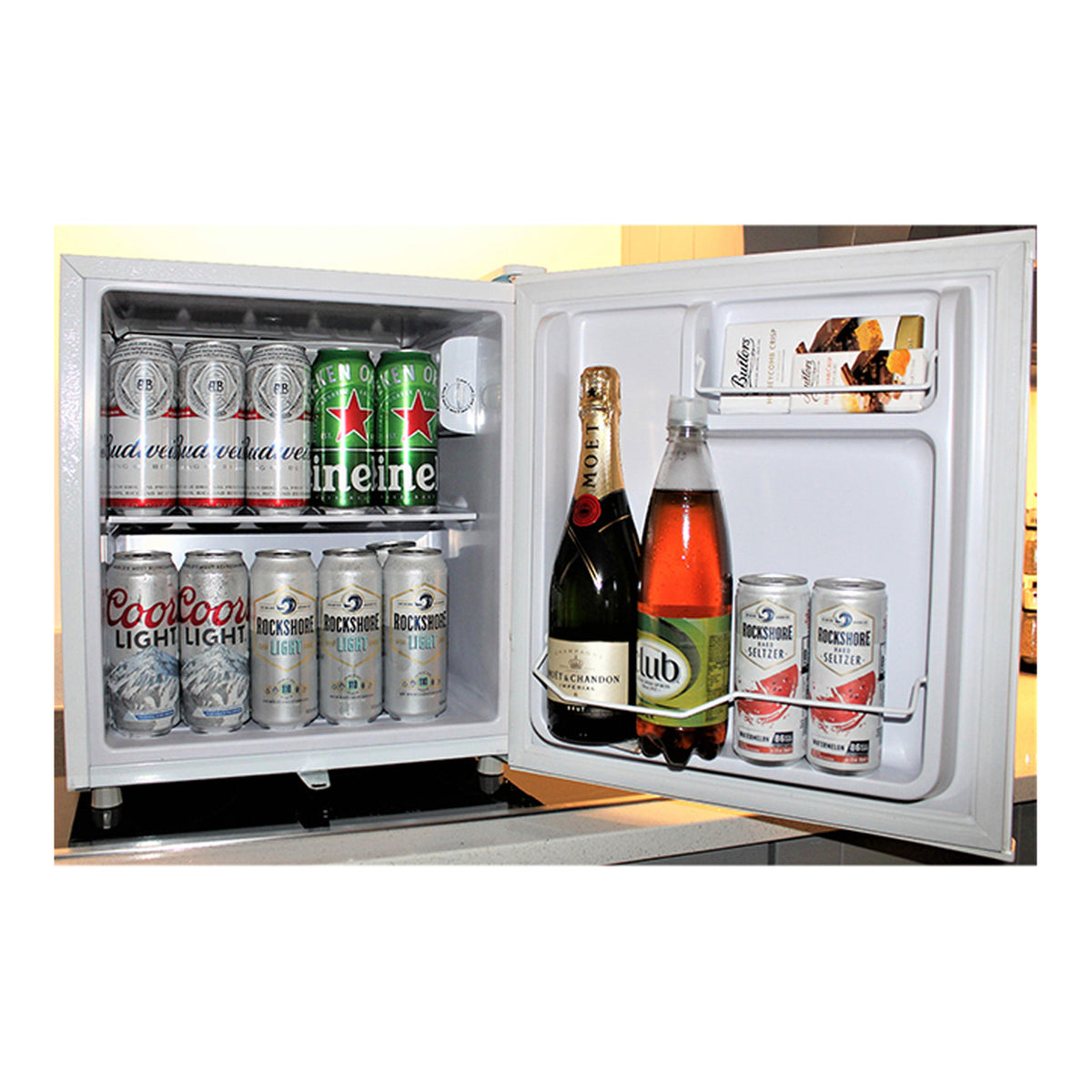 Adamo Table Top Fridge with Lock, White - FRIDGE PORTABLE/ CAMPING - Beattys of Loughrea