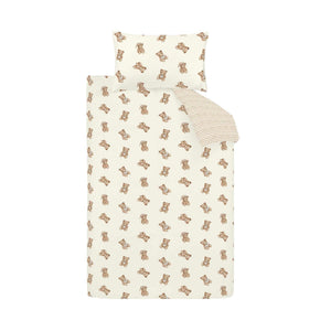 Brushed Teddy Bear Cream Duvet Cover Set - Single