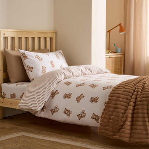 Brushed Teddy Bear Cream Duvet Cover Set - Single