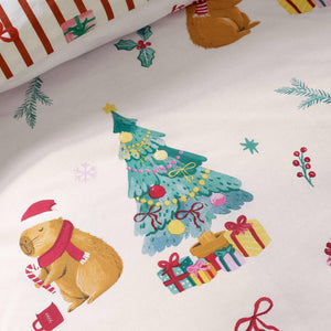 Capy Christmas Cream Duvet Cover Set - Single
