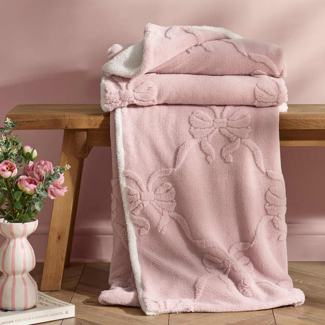 Carved Bow Pink Throw