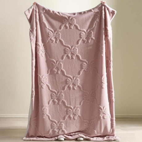 Carved Bow Pink Throw - DUVET COVERS - Beattys of Loughrea