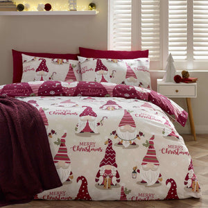 Christmas Gonks Plum Duvet Cover Set - Single