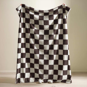 Cosy Soft Checkerboard Chocolate Throw