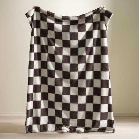 Cosy Soft Checkerboard Chocolate Throw - DUVET COVERS - Beattys of Loughrea