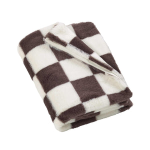 Cosy Soft Checkerboard Chocolate Throw